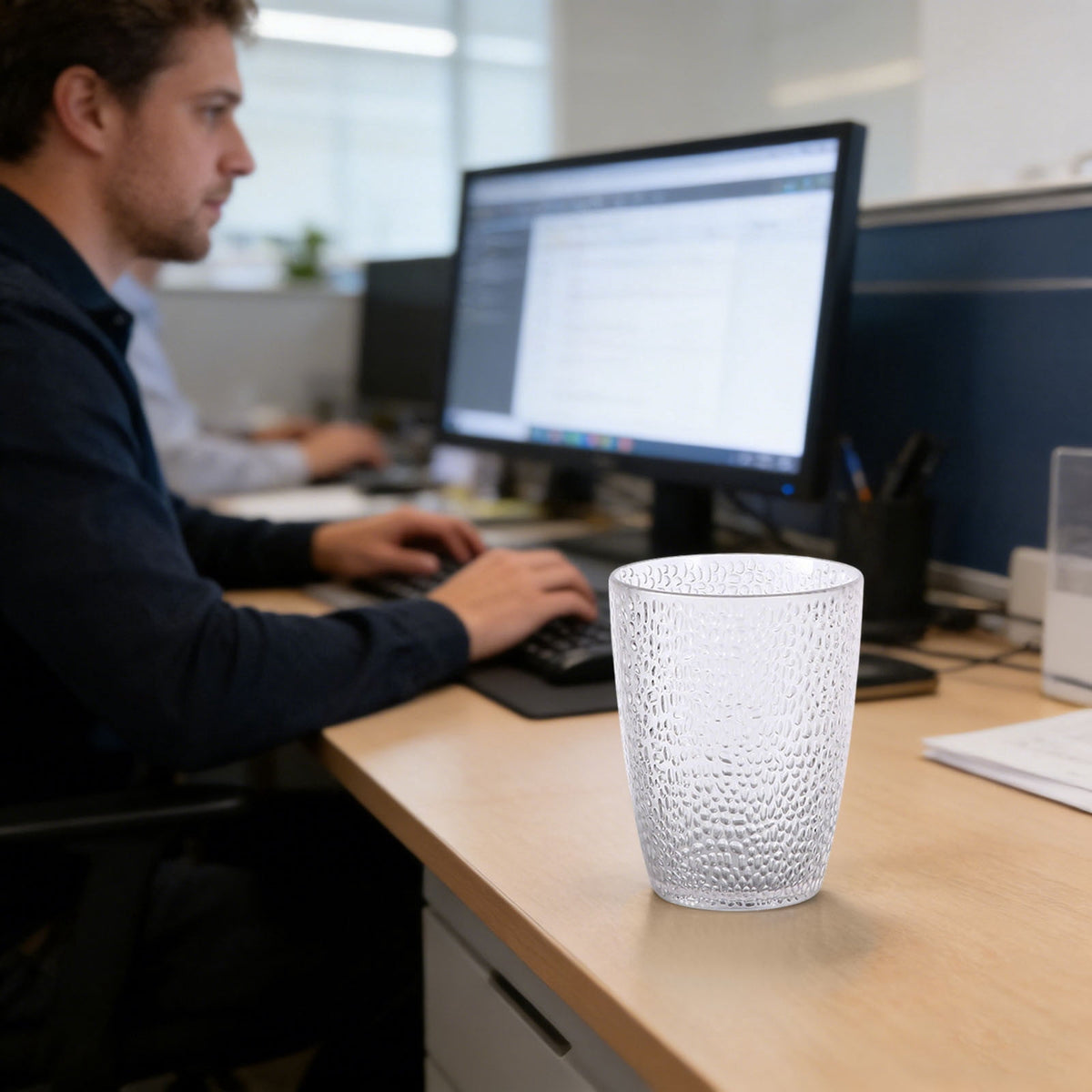 6 Pcs Drinking Tumblers Set of 12 oz, Drinking Glasses,BPA-Free,Stackable Water Cups,Clear Cups for Juice,(Brown)
